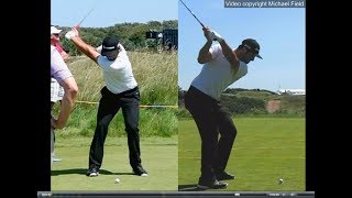 Jon Rahm golf swing  Long Iron faceon amp downtheline July 2017 [upl. by Nyrrek]