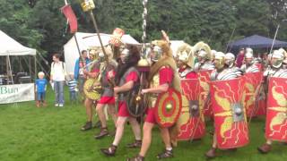 Roman Reenactment at the Amphitheatre in Caerleon Marching In [upl. by Akilaz200]