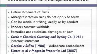 Misrepresentation Lecture 1 of 4 [upl. by Wanonah]